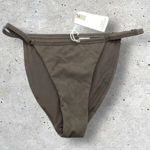 Good American Shine Perfect Fit Bikini Bottom Latte Taupe Size Large NWT